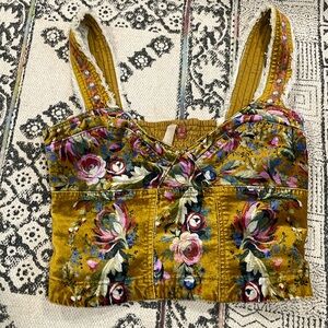 Pilco by Anthropologie Yellow Corset-Seamed Tank